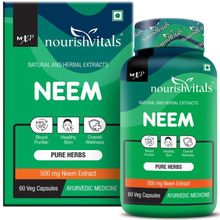Nourish Vitals Neem Capsules - Pure Herbs - 500mg Neem Extract - Blood Purifier & For Healthy Skin