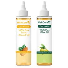 Wishcare 100% Pure Cold Pressed Olive Oil & Badam Rogan Sweet Almond Oil
