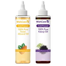 Wishcare 100% Pure Cold Pressed Kalonji Black Onion Seed Oil & Badam Rogan Sweet Almond Oil