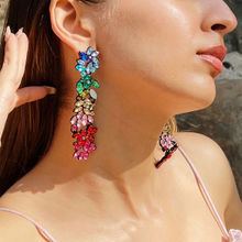 Pipa Bella by Nykaa Fashion Multi-Color Rhinestone Embellished Broad Drop Earrings