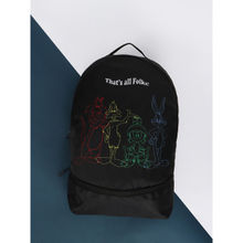 Bewakoof Official Looney Tunes Merchandise Black That's All Folks Printed Small Backpack (S)
