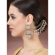 ZENEME Traditional Gold Plated Polki and Pearl Bahubali Jhumki Jhumka Earrings Jewellery