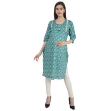Morph Maternity Elegant Sea Green Feeding Kurta
