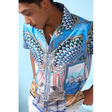Loudless Coast Cuban Collar Printed Half Sleeves Shirt for Men