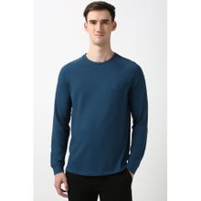 Peter England Men Navy Solid Round Neck T-Shirts