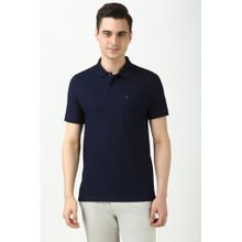 Peter England Men Navy Solid Polo NeckT-Shirts