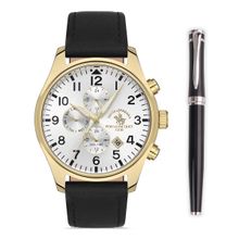 Santa Barbara Polo & Racquet Club Silver Dial Chronograph Analog Watch for Men SB.1.10395-5 (Medium)