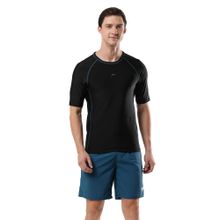 Speedo Mens Short Sleeve Suntop Black & Darkteal
