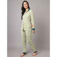 Kanvin Women Green Printed Night Suit