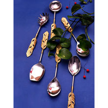 Assemblage Vintage Golden Feather Serving Spoon (Set Of 6)