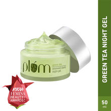 Plum Green Tea Night Gel Cream With Glycolic Acid - Fights Acne For Clear, Oil-Free, Youthful Skin