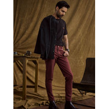 Andamen Burgundy Denim Cotton Lycra Chino -Regular Fit