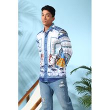 Loudless Men Blue Series Cavalry Printed Shirt