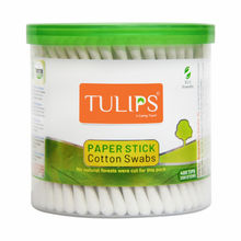 Tulips Cotton Ear Buds/ Swabs with White Paper Stick Jar (200/ 400 Tips in a Jar)