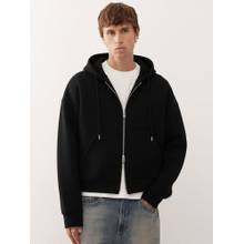 MANIAC Men Black Solid Dual Zipper Hoodie