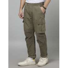 CELIO Solid Olive Cotton Cargo Pant
