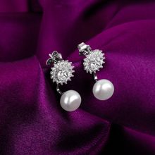 GIVA Sterling Silver Crystalline Pearl Earrings for Womens and Girls