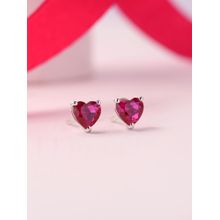 Ornate Jewels 925 Silver Rhodium Plated Pink Heart Earrings Valentine Gift for Girlfriend