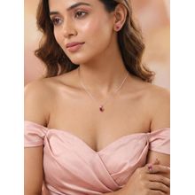 Ornate Jewels 925 Silver Rhodium Plated Pink Heart Jewellery Set Valentine Gift for Girlfriend