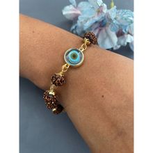 Digital Dress Room Sky Blue Evil Eye Mens Rudraksha Bracelet
