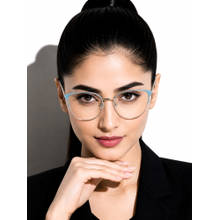 ROYAL SON Full Rim Grey Silver Blue Cut Anti Glare Eye Protection Specs Women- SF0084-C2 (46)