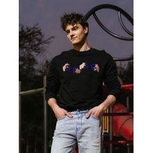 THE BEAR HOUSE Black Printed Cotton Relaxed Sweatshirt