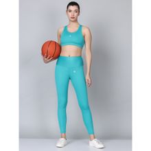Aesthetic Bodies Women Teal Blue Snug Fit Gym Co-Ord (Set of 2)