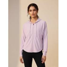Fitkin Women Lavender Zip-Up Stretchable Gym and Activewear Hoodie