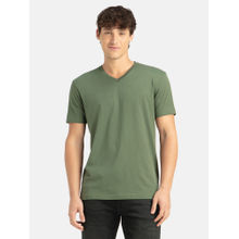 Jockey 2726 Men Super Combed Cotton Solid V Neck Half Sleeve T-Shirt - Thyme