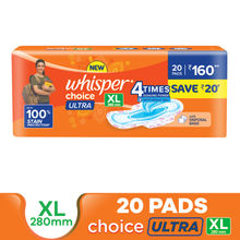 Whisper Choice Ultra XL Thin XL Sanitary Pads Upto 100% Stain Protection With Side Safe Wings