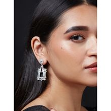 Kalakrith Milano Women White Stone Deco Crystal Drop Earrings