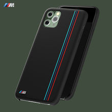 BMW - M Collection Liquid Silicone Hard Case Tricolor Metal Logo Iphone 12 Pro Max (6.7") - Black