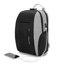 Kenneth Cole Grey Unisex Business Laptop Backpack with USB Charging (M)