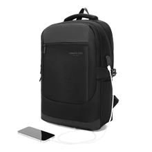 Kenneth Cole Black Polyester Unisex Business Laptop Backpack with USB Port (M)