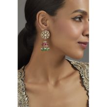 KARISA DESIGNS Green Serene Victorian Moissanite Jhumkas