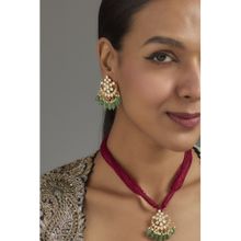 KARISA DESIGNS Green Yasha Moissanite Necklace and Pair Of Earrings Set