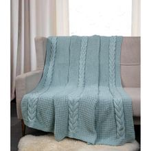 Pomme Green 100% Organic Cotton Cable Texture Knitted Decorative Throw