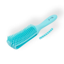 Streak Street Wet And Dry Hair Detangler Hair Brush With Spacing Clip - Blue