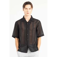 Snitch Sheer Elegance Black Oversized Shirt