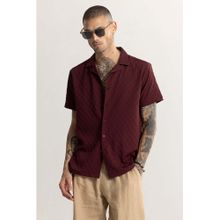 Snitch Cross Diamond Textured Maroon Shirt