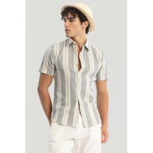 Snitch Grey Stripes Linen Blend Shirt