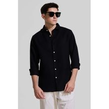 Snitch Black Slim Fit Textured Shirt