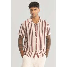 Snitch Maroon Stripe Crochet Shirt