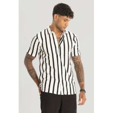 Snitch White Stripes Knitted Shirt