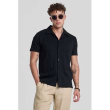 Snitch Black Cuban Textured Shirt