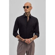 Snitch Black Stretchable Slim Fit Shirt