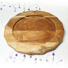 Yellow Marigold Flower Charger Plate - Natural Brown