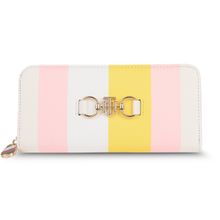 Tommy Hilfiger Lainey Womens Colorblock Zip Around Wallet White