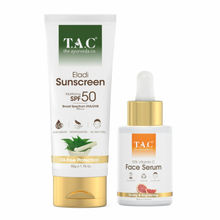 TAC - The Ayurveda Co. Spf 50 Sunscreen & Vitamin C Face Serum With Hyaluronic Acid For Glowing Skin