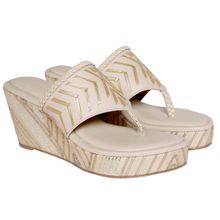 Veruschka By Payal Kothari Gota Work Cream Chamcham Wedges